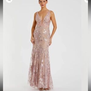 Mac Duggal Rose Pink Sequin Maxi Gown